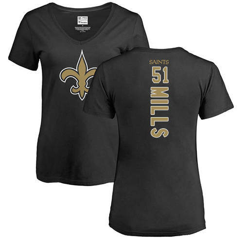 NFL Women's Nike New Orleans Saints #51 Sam Mills Black Backer Slim Fit T-Shirt