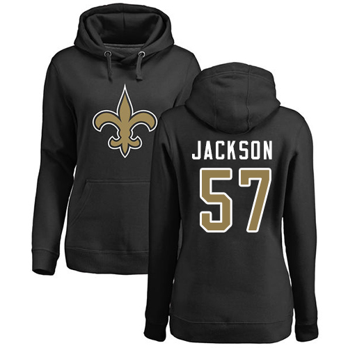 NFL Women's Nike New Orleans Saints #57 Rickey Jackson Black Name & Number Logo Pullover Hoodie