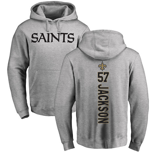 NFL Nike New Orleans Saints #57 Rickey Jackson Ash Backer Pullover Hoodie
