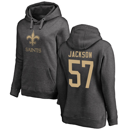 NFL Women's Nike New Orleans Saints #57 Rickey Jackson Ash One Color Pullover Hoodie
