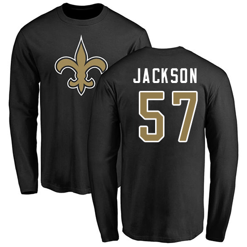 NFL Nike New Orleans Saints #57 Rickey Jackson Black Name & Number Logo Long Sleeve T-Shirt
