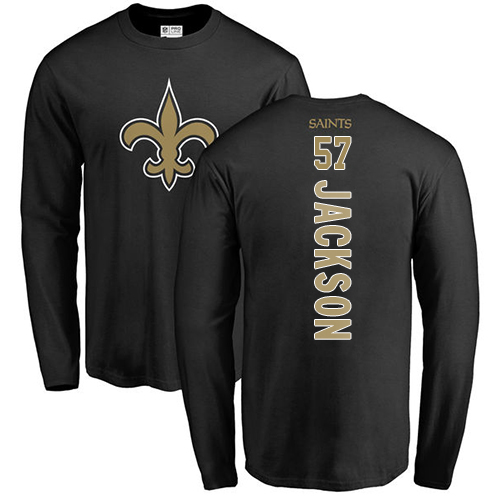NFL Nike New Orleans Saints #57 Rickey Jackson Black Backer Long Sleeve T-Shirt