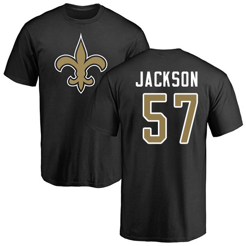 NFL Nike New Orleans Saints #57 Rickey Jackson Black Name & Number Logo T-Shirt