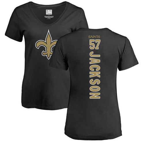 NFL Women's Nike New Orleans Saints #57 Rickey Jackson Black Backer Slim Fit T-Shirt