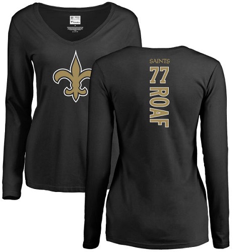NFL Women's Nike New Orleans Saints #77 Willie Roaf Black Backer Slim Fit Long Sleeve T-Shirt
