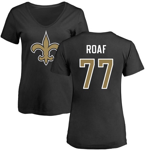 NFL Women's Nike New Orleans Saints #77 Willie Roaf Black Name & Number Logo Slim Fit T-Shirt