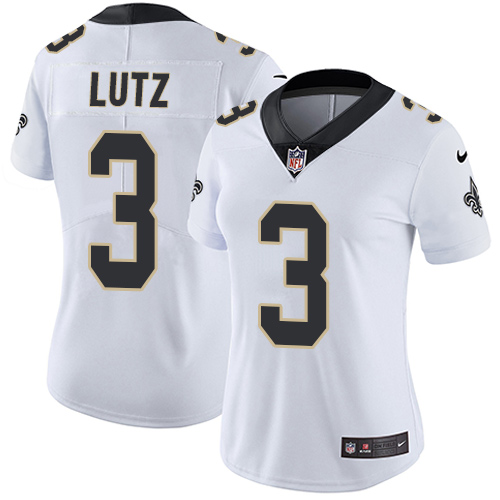 Women's Nike New Orleans Saints #3 Will Lutz White Vapor Untouchable Elite Player NFL Jersey