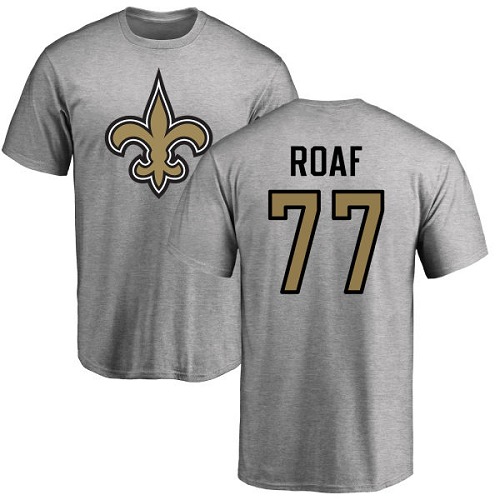 NFL Nike New Orleans Saints #77 Willie Roaf Ash Name & Number Logo T-Shirt
