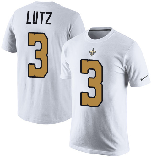 NFL Nike New Orleans Saints #3 Will Lutz White Rush Pride Name & Number T-Shirt