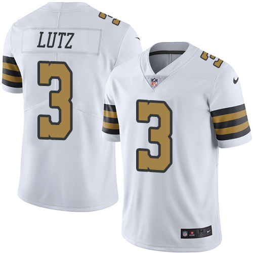 Men's Nike New Orleans Saints #3 Will Lutz Limited White Rush Vapor Untouchable NFL Jersey