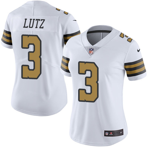 Women's Nike New Orleans Saints #3 Will Lutz Limited White Rush Vapor Untouchable NFL Jersey