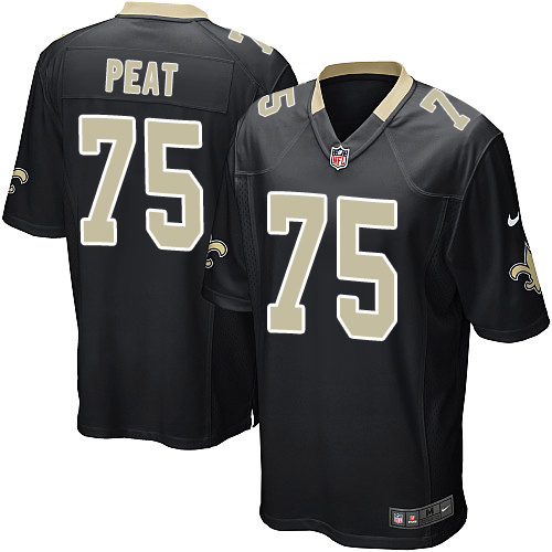 Men's Nike New Orleans Saints #75 Andrus Peat Game Black Team Color NFL Jersey