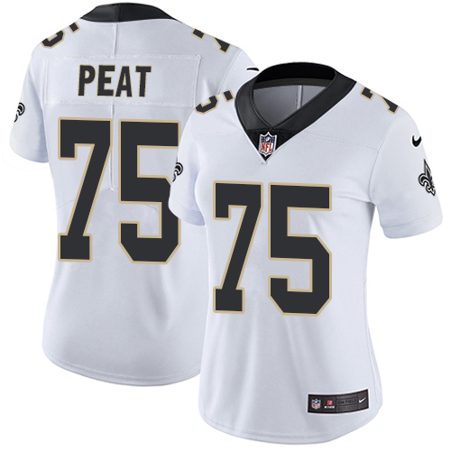 Women's Nike New Orleans Saints #75 Andrus Peat White Vapor Untouchable Elite Player NFL Jersey