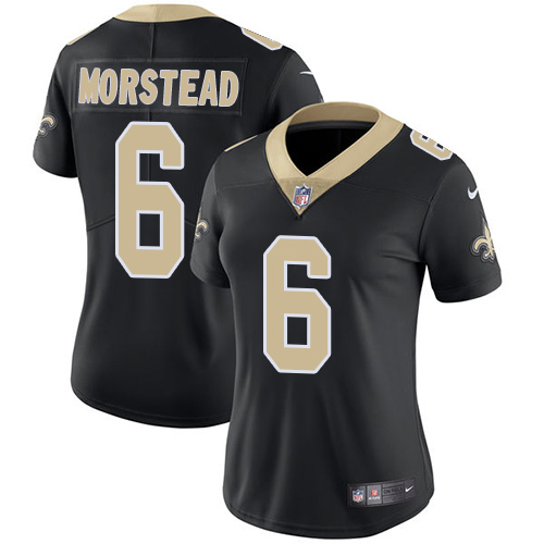 Women's Nike New Orleans Saints #6 Thomas Morstead Black Team Color Vapor Untouchable Limited Player NFL Jersey