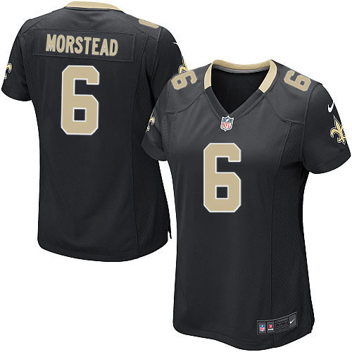 Women's Nike New Orleans Saints #6 Thomas Morstead Game Black Team Color NFL Jersey