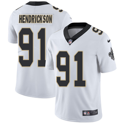 Men's Nike New Orleans Saints #91 Trey Hendrickson White Vapor Untouchable Limited Player NFL Jersey