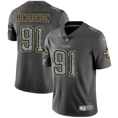 Men's Nike New Orleans Saints #91 Trey Hendrickson Gray Static Vapor Untouchable Limited NFL Jersey