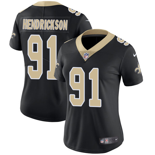 Women's Nike New Orleans Saints #91 Trey Hendrickson Black Team Color Vapor Untouchable Limited Player NFL Jersey