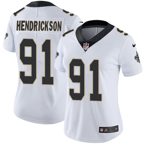 Women's Nike New Orleans Saints #91 Trey Hendrickson White Vapor Untouchable Elite Player NFL Jersey