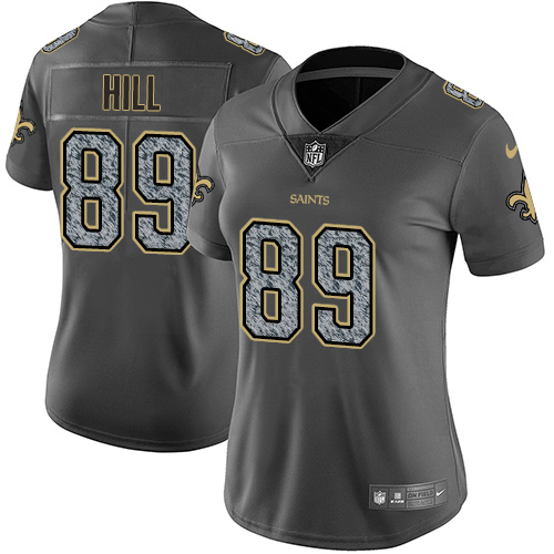 Women's Nike New Orleans Saints #89 Josh Hill Gray Static Vapor Untouchable Limited NFL Jersey