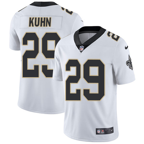 Men's Nike New Orleans Saints #29 John Kuhn White Vapor Untouchable Limited Player NFL Jersey