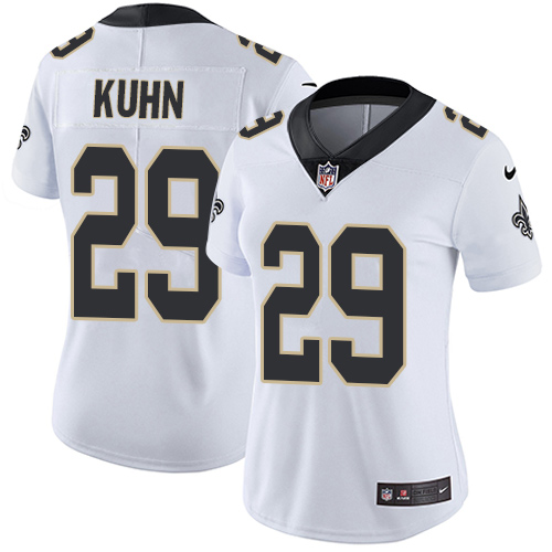 Women's Nike New Orleans Saints #29 John Kuhn White Vapor Untouchable Elite Player NFL Jersey