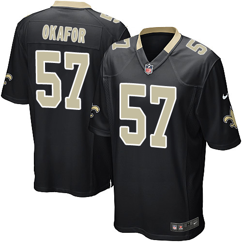 Men's Nike New Orleans Saints #57 Alex Okafor Game Black Team Color NFL Jersey