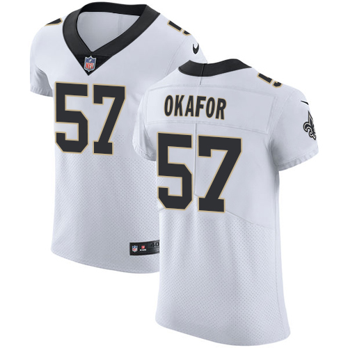 Men's Nike New Orleans Saints #57 Alex Okafor White Vapor Untouchable Elite Player NFL Jersey