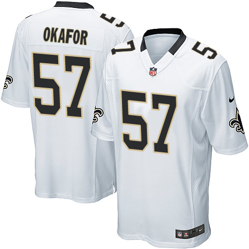 Men's Nike New Orleans Saints #57 Alex Okafor Game White NFL Jersey