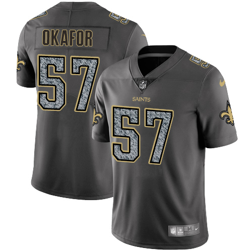 Men's Nike New Orleans Saints #57 Alex Okafor Gray Static Vapor Untouchable Limited NFL Jersey