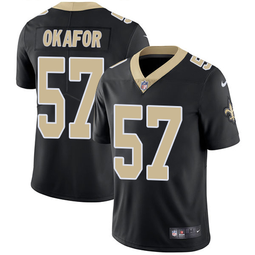 Youth Nike New Orleans Saints #57 Alex Okafor Black Team Color Vapor Untouchable Limited Player NFL Jersey