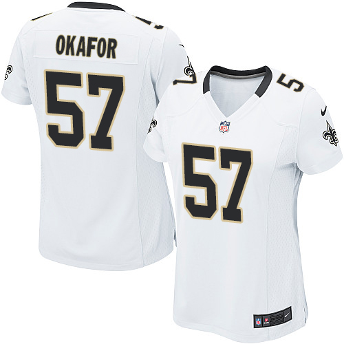 Women's Nike New Orleans Saints #57 Alex Okafor Game White NFL Jersey
