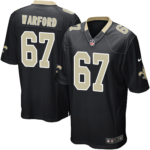 Men's Nike New Orleans Saints #67 Larry Warford Game Black Team Color NFL Jersey