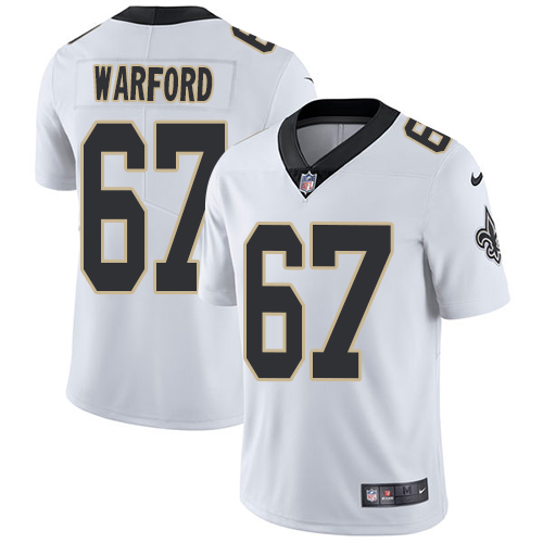 Men's Nike New Orleans Saints #67 Larry Warford White Vapor Untouchable Limited Player NFL Jersey