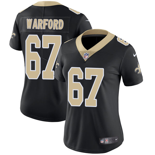 Women's Nike New Orleans Saints #67 Larry Warford Black Team Color Vapor Untouchable Limited Player NFL Jersey