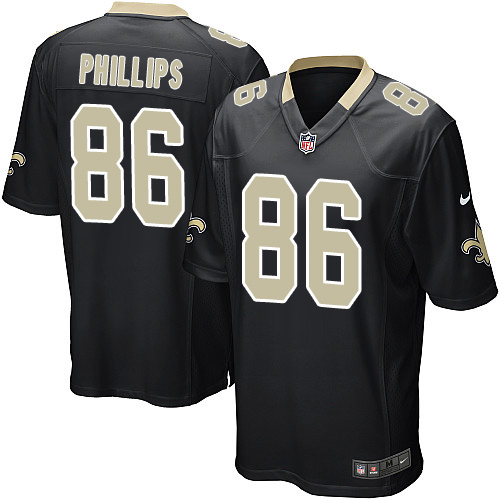 Men's Nike New Orleans Saints #86 John Phillips Game Black Team Color NFL Jersey