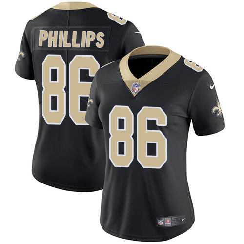 Women's Nike New Orleans Saints #86 John Phillips Black Team Color Vapor Untouchable Limited Player NFL Jersey