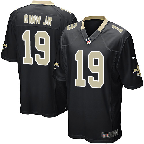 Men's Nike New Orleans Saints #19 Ted Ginn Jr Game Black Team Color NFL Jersey
