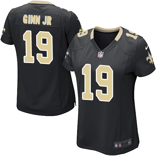 Women's Nike New Orleans Saints #19 Ted Ginn Jr Game Black Team Color NFL Jersey