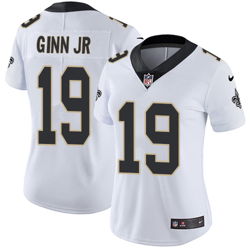 Women's Nike New Orleans Saints #19 Ted Ginn Jr White Vapor Untouchable Elite Player NFL Jersey