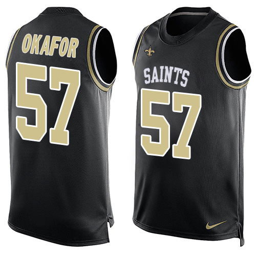 Men's Nike New Orleans Saints #57 Alex Okafor Limited Black Player Name & Number Tank Top NFL Jersey