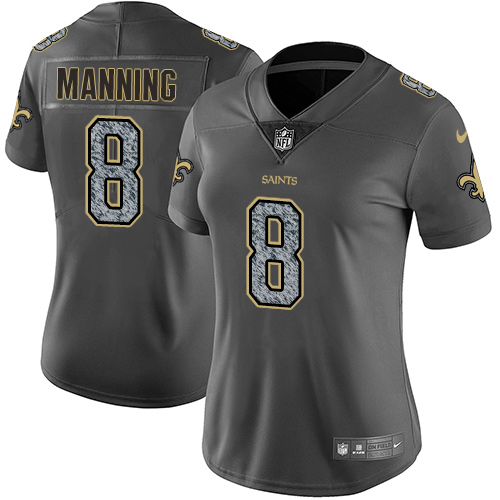Women's Nike New Orleans Saints #8 Archie Manning Gray Static Vapor Untouchable Limited NFL Jersey