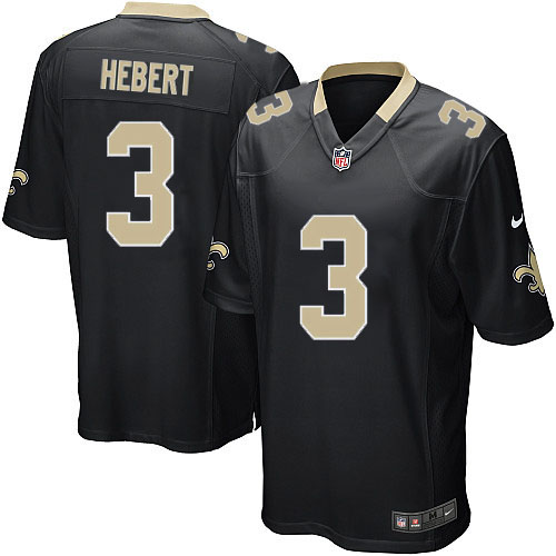 Men's Nike New Orleans Saints #3 Bobby Hebert Game Black Team Color NFL Jersey