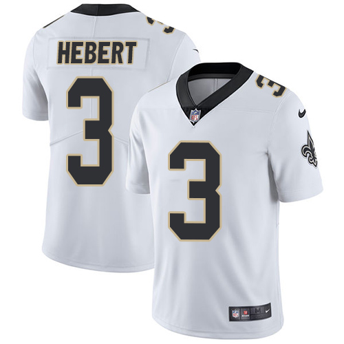 Men's Nike New Orleans Saints #3 Bobby Hebert White Vapor Untouchable Limited Player NFL Jersey