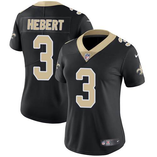 Women's Nike New Orleans Saints #3 Bobby Hebert Black Team Color Vapor Untouchable Limited Player NFL Jersey