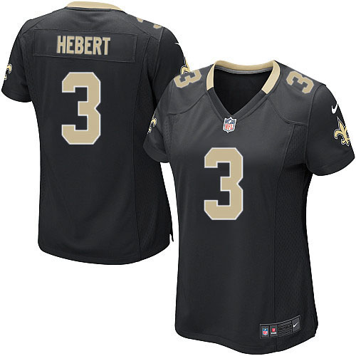Women's Nike New Orleans Saints #3 Bobby Hebert Game Black Team Color NFL Jersey