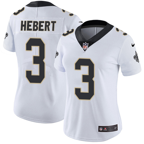 Women's Nike New Orleans Saints #3 Bobby Hebert White Vapor Untouchable Elite Player NFL Jersey