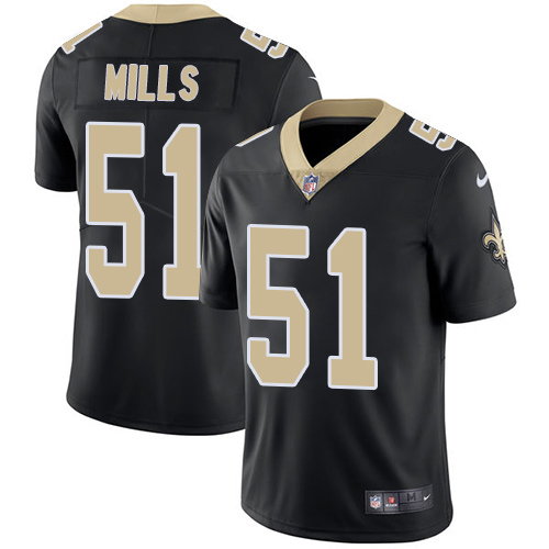 Men's Nike New Orleans Saints #51 Sam Mills Black Team Color Vapor Untouchable Limited Player NFL Jersey