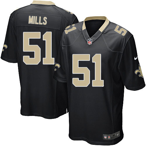 Men's Nike New Orleans Saints #51 Sam Mills Game Black Team Color NFL Jersey