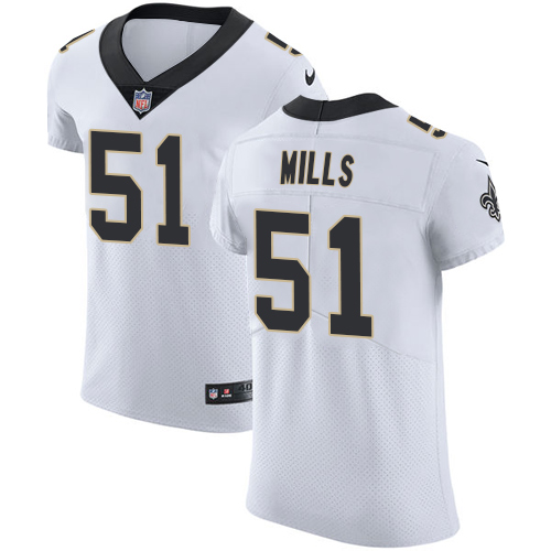 Men's Nike New Orleans Saints #51 Sam Mills White Vapor Untouchable Elite Player NFL Jersey
